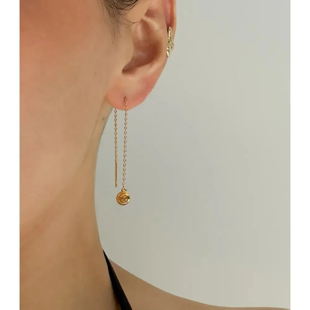 LUV AJ Shell Coil Threader Earrings NEW
